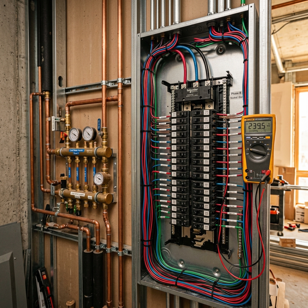 Impianto tecnologico predisposto in un cantiere di ristrutturazione