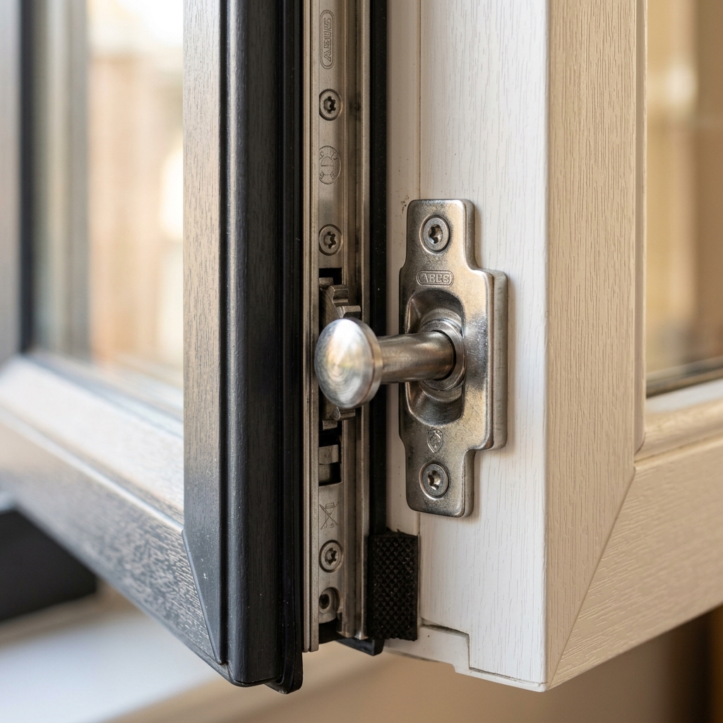 Dettaglio ferramenta e meccanismi di sicurezza infissi